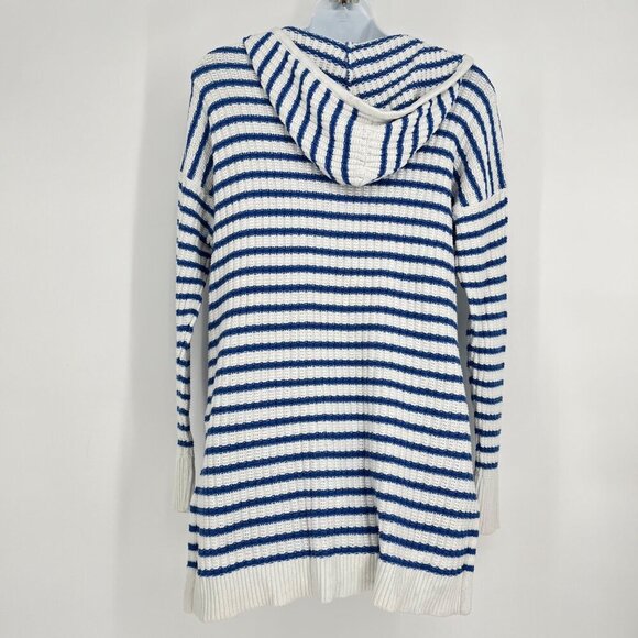Aerie Striped Knit Hoodie Sweater Blue & White Size M‎ 100% Cotton - Picture 3 of 7